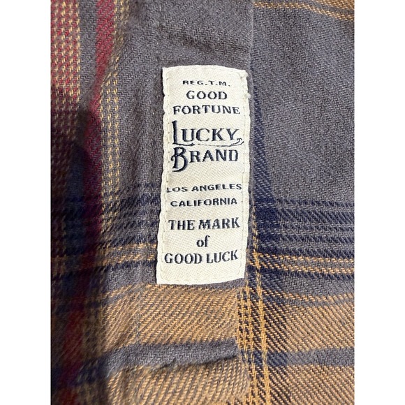 Lucky Brand Saturday Stretch Pearl Snap Plaid Flannel Shirt Mens XL Western - Picture 3 of 9